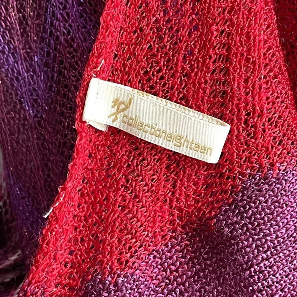 Collectioneighteen 90s Y2K Crochet Scarf Metallic Red Purple Silver Travel Music